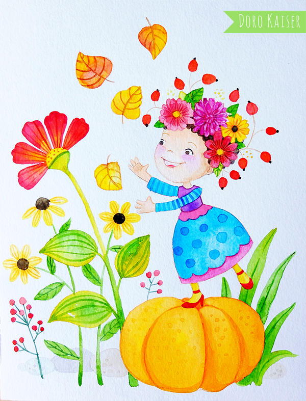 Kinderillustration Herbst