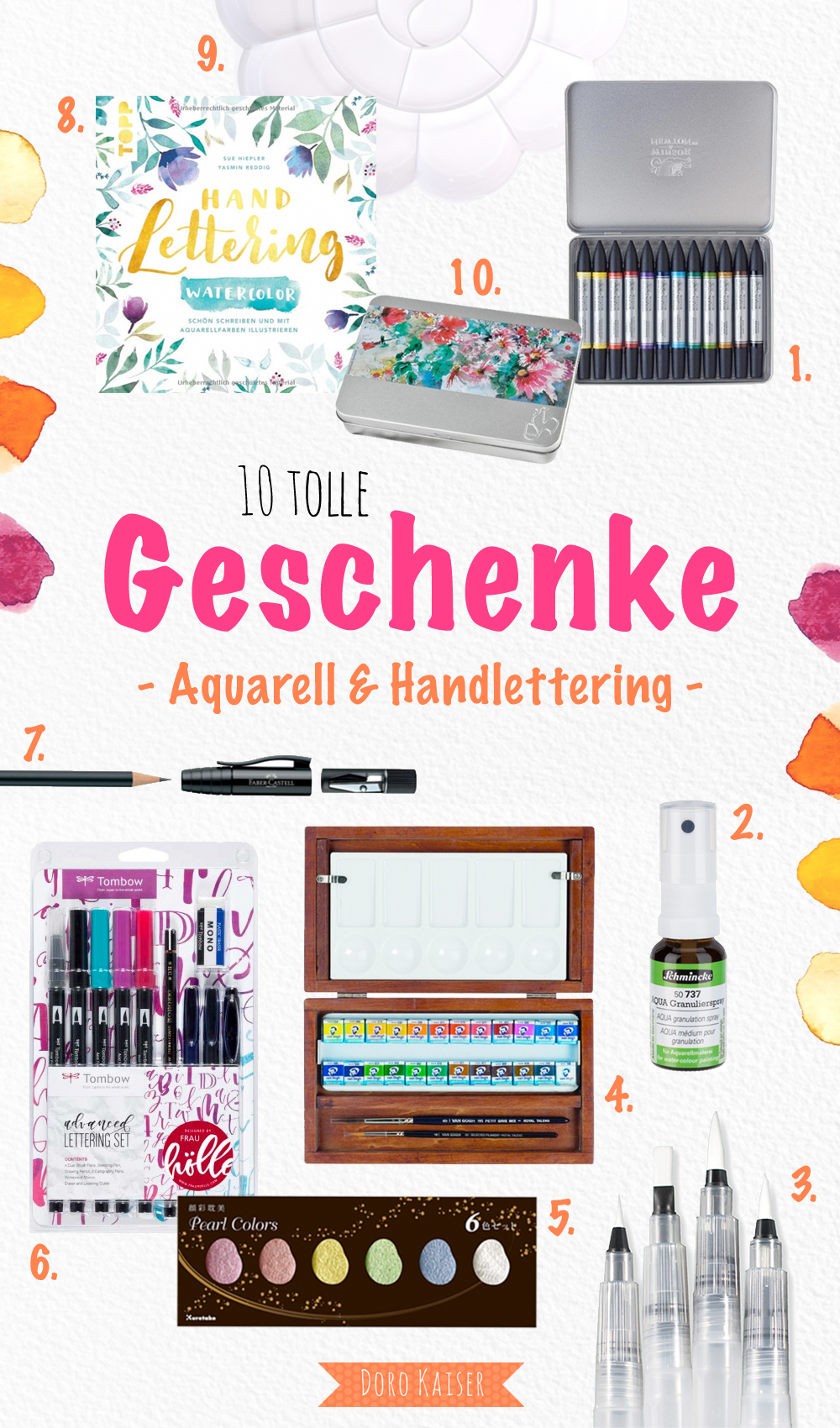 10 tolle Geschenkideen - Geschenke für alle, die Aquarell und Handlettering lieben | www.dorokaiser.online.de